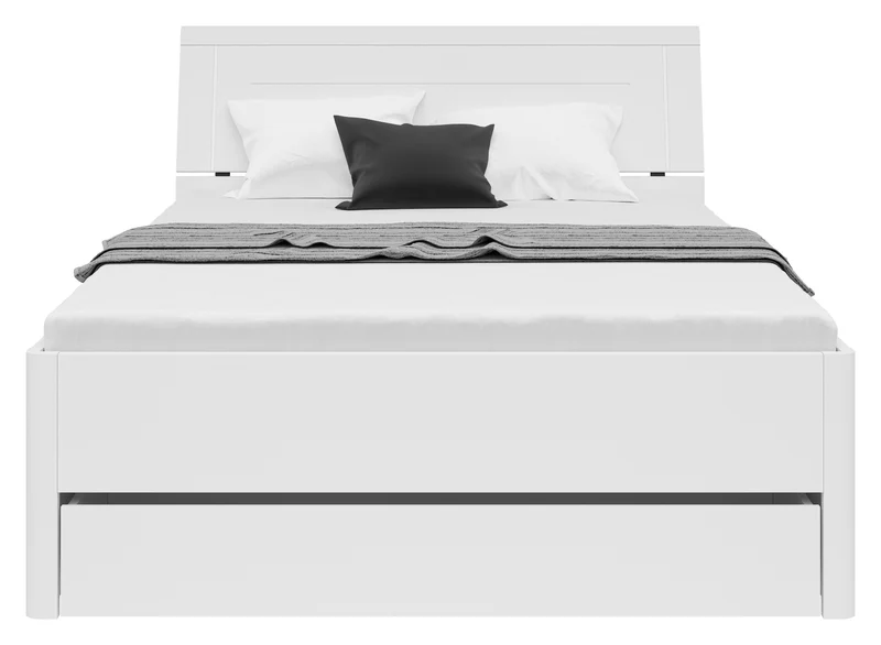 Saturn Bed 140 – Double Bed with 3 Storage Drawers | White | 140×200 cm