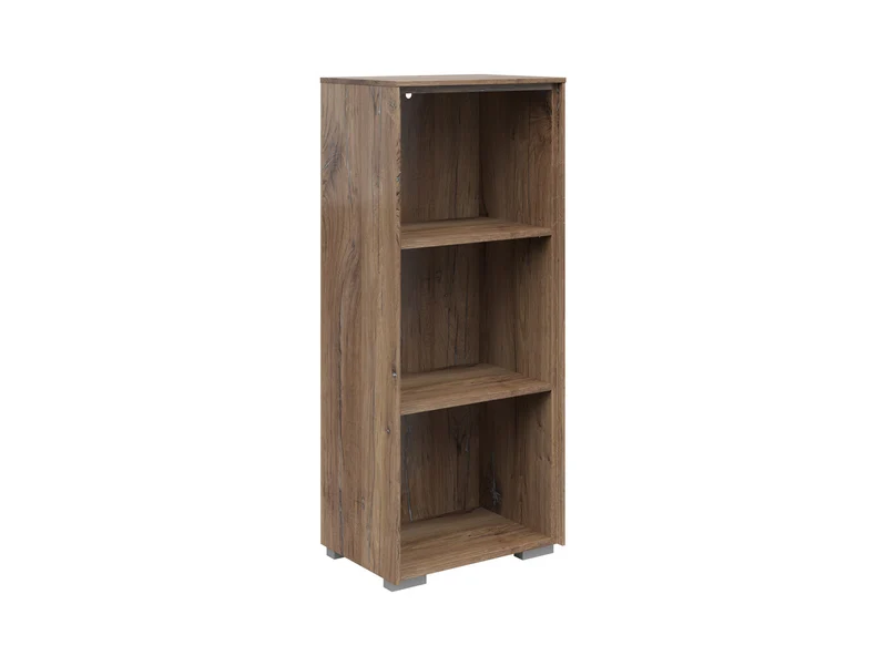 Nevada Open Shelving Unit – Compact 2-Shelf Bookcase | Dark Flagstaff Oak | 43cm
