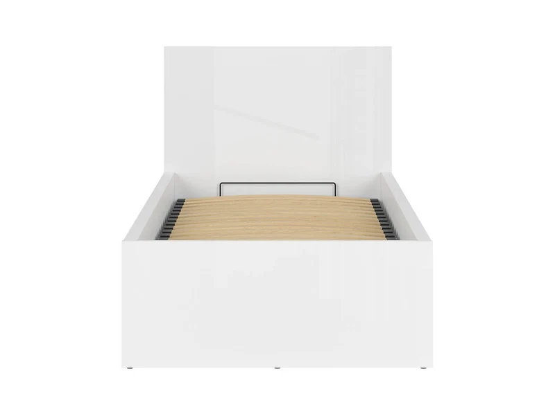 Tetrix Bed Set 90x200 cm – White Gloss Bed with Storage & Ceres AV Pocket Spring Mattress