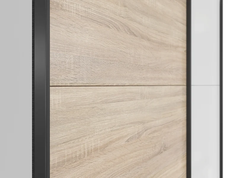 Tetrix Sliding Door Wardrobe 153 cm – White Gloss & Sonoma Oak, 2 Rails & 5 Shelves