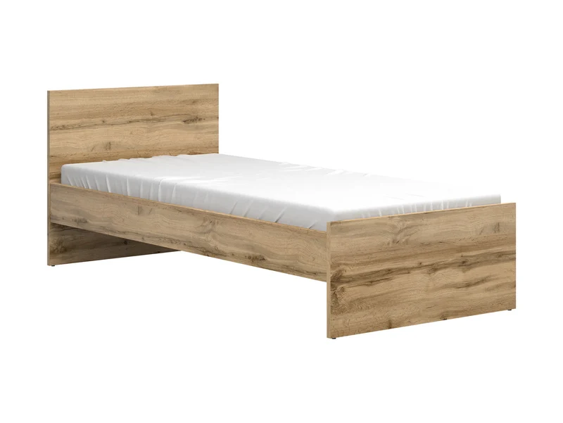 Zele Single Bed 90×200 cm – Wotan Oak, Tall Headboard, Optional Drawer