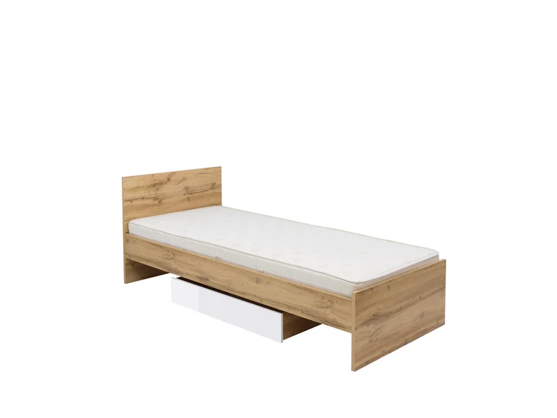 Zele Single Bed 90×200 cm – Wotan Oak, Tall Headboard, Optional Drawer
