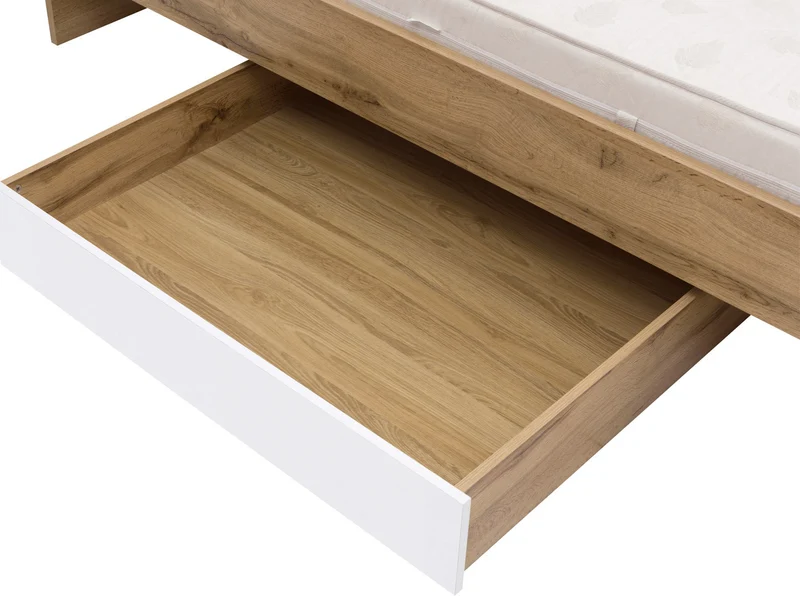 Zele Single Bed 90×200 cm – Wotan Oak, Tall Headboard, Optional Drawer