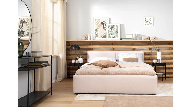 Nedin Upholstered Bed 160×200 – Frame & Mattress Not Included