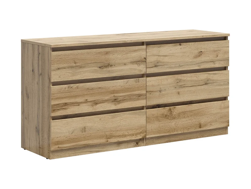 Tetrix Chest of Drawers 6-Drawer 150 cm – Wotan Oak | Handleless Push-to-Open
