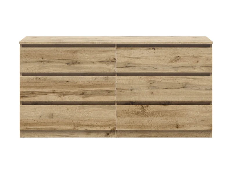 Tetrix Chest of Drawers 6-Drawer 150 cm – Wotan Oak | Handleless Push-to-Open
