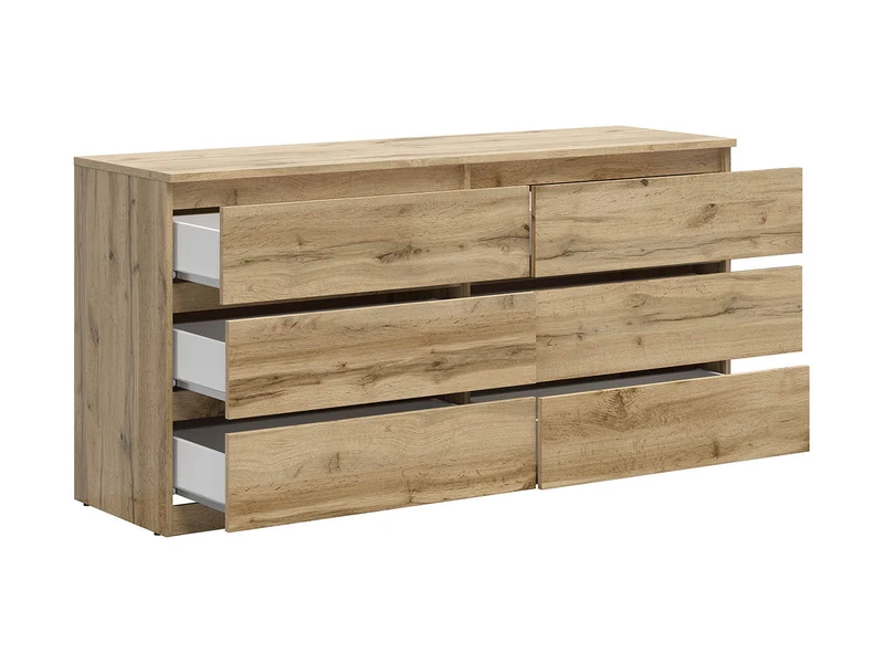 Tetrix Chest of Drawers 6-Drawer 150 cm – Wotan Oak | Handleless Push-to-Open