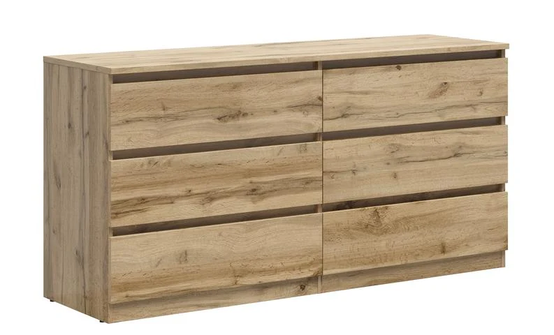 Tetrix Chest of Drawers 6-Drawer 150 cm – Wotan Oak | Handleless Push-to-Open