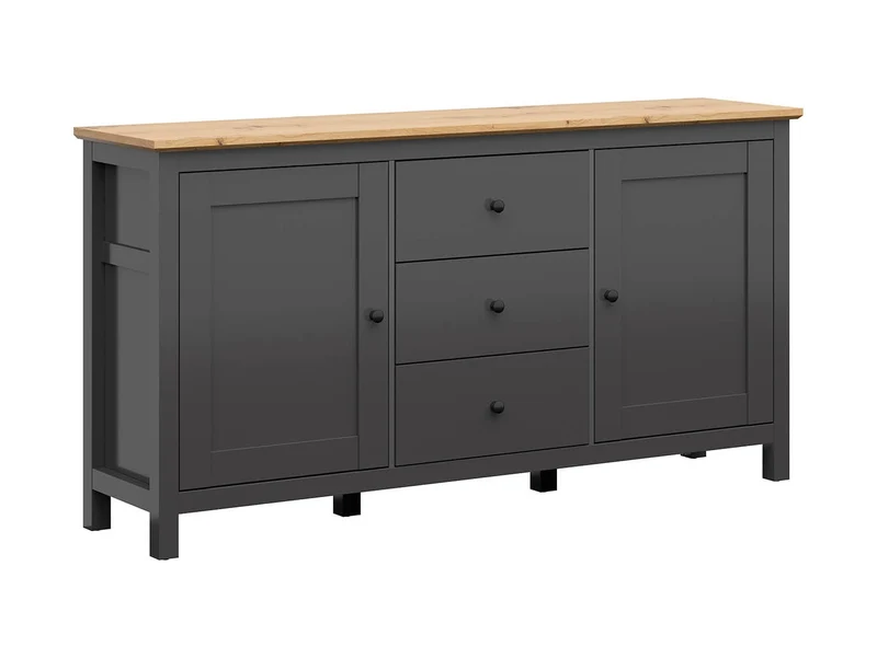 Hesen Sideboard 186 cm – Graphite / Artisan Oak | 2 Doors & 3 Drawers