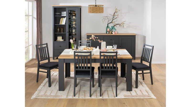 Hesen Sideboard 186 cm – Graphite / Artisan Oak | 2 Doors & 3 Drawers