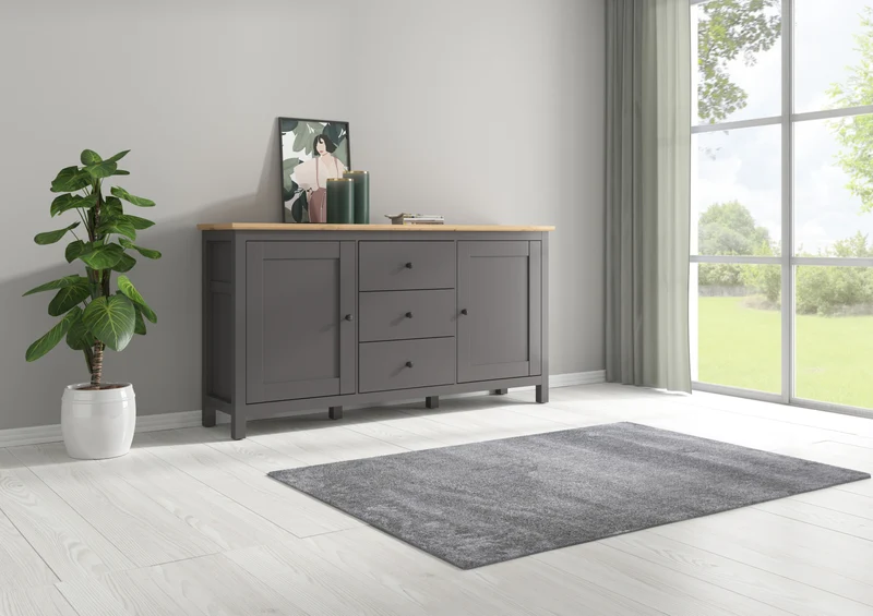 Hesen Sideboard 186 cm – Graphite / Artisan Oak | 2 Doors & 3 Drawers