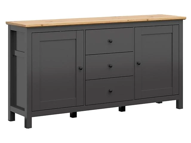 Hesen Sideboard 186 cm – Graphite / Artisan Oak | 2 Doors & 3 Drawers
