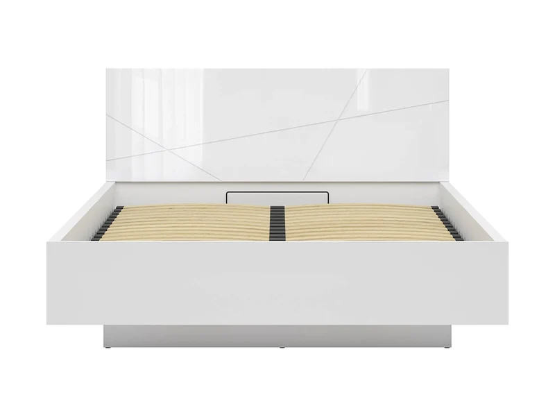 Forn Bed 160×200 with Storage – White Gloss | Gas-Lift Slatted Base