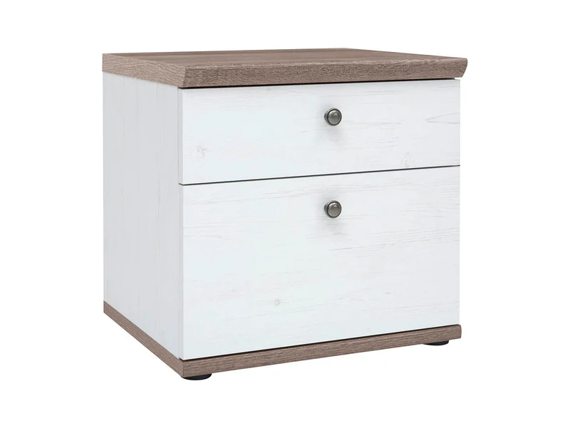 Stockholm Bedside Table with 2 Drawers – Andersen Pine White & Dark Sonoma Oak | Scandi Style