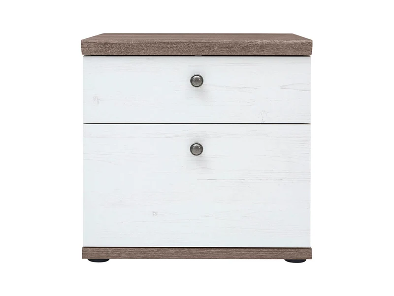 Stockholm Bedside Table with 2 Drawers – Andersen Pine White & Dark Sonoma Oak | Scandi Style