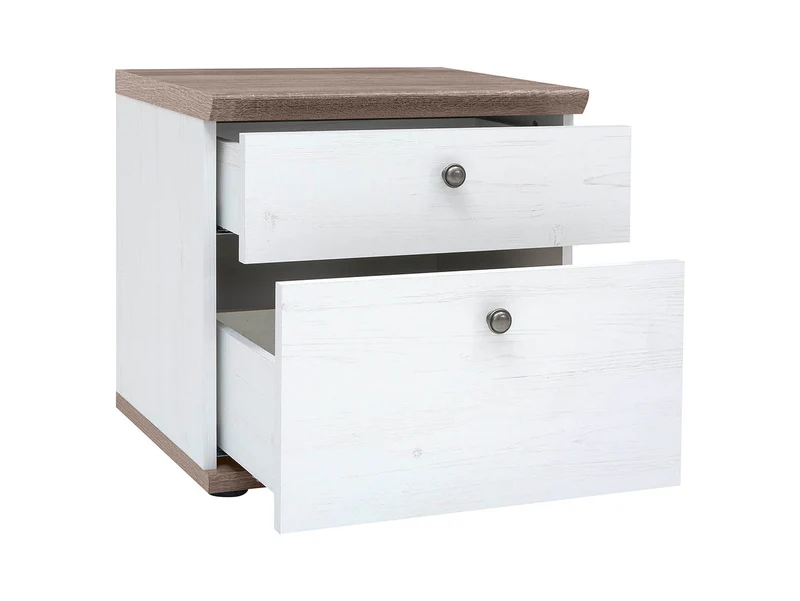 Stockholm Bedside Table with 2 Drawers – Andersen Pine White & Dark Sonoma Oak | Scandi Style
