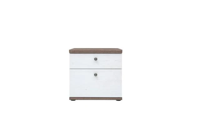 Stockholm Bedside Table with 2 Drawers – Andersen Pine White & Dark Sonoma Oak | Scandi Style