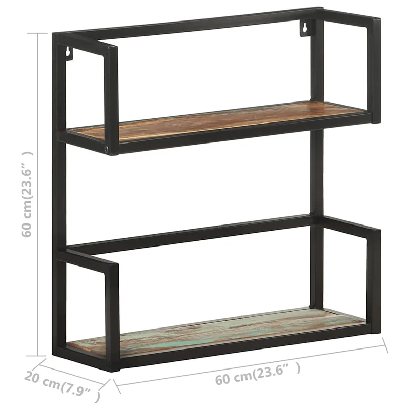 Wandregal 60x20x60 cm Altholz Massiv