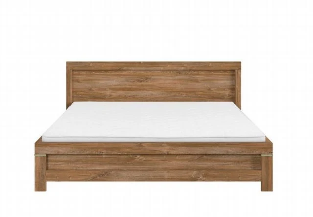 Gent Bed 160 — Tall Headboard, Natural Wood Grain & Stirling Oak Finish