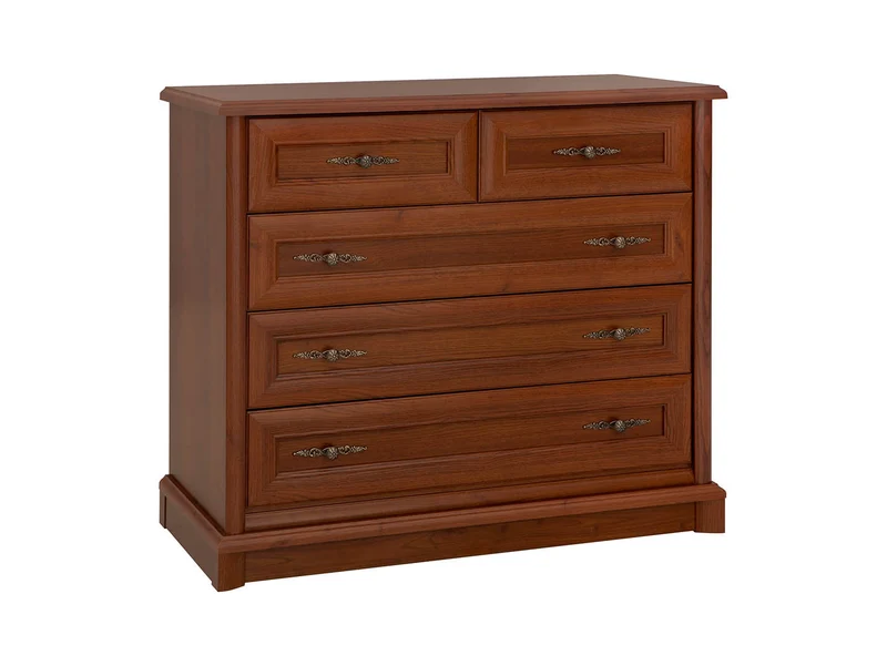 Kent Chest of Drawers 101 cm – Chestnut, 5 Drawers, Classic Carved Fronts