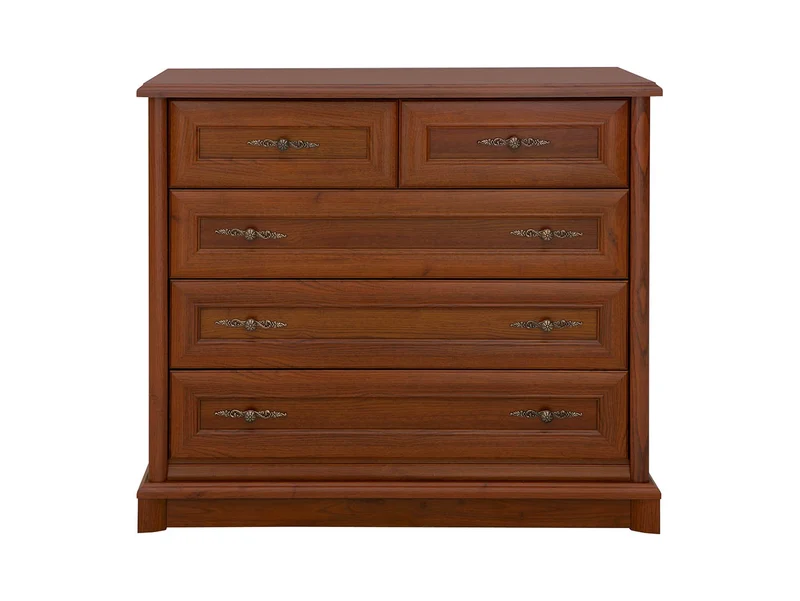 Kent Chest of Drawers 101 cm – Chestnut, 5 Drawers, Classic Carved Fronts