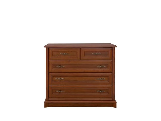 Kent Chest of Drawers 101 cm – Chestnut, 5 Drawers, Classic Carved Fronts