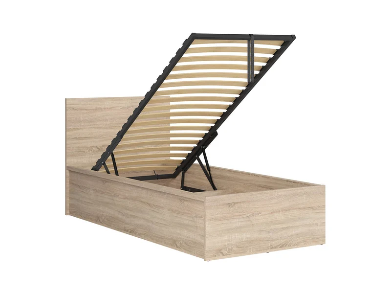 Tetrix Single Bed 90 + Ceres AV Pocket Spring Mattress Bundle | Sonoma Oak | 90x200cm | Storage