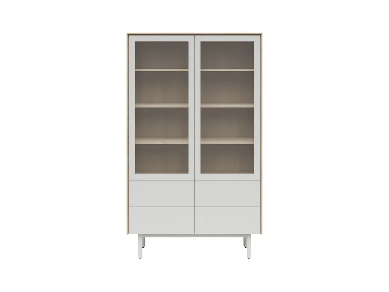 Ema Display Cabinet – Large Glass Sideboard with Drawers & LED Lighting