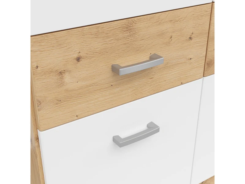 Brando 3 Wardrobe 136 cm – Artisan Oak & White | Mirror Centre Door | 2 Hanging Rails | 6 Drawers | Shelves | 136×199×58 cm