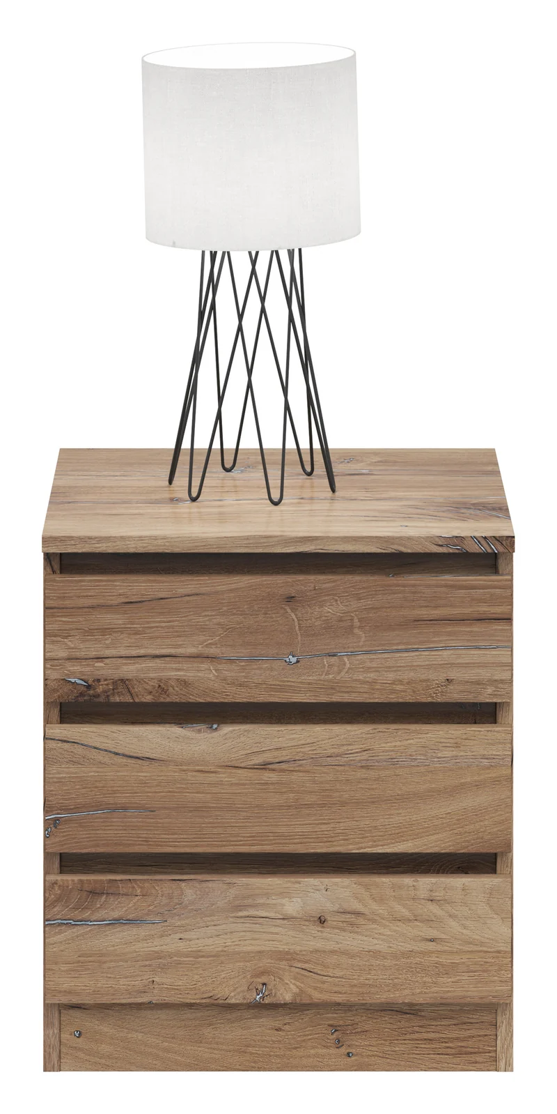 Saturn Bedside Cabinet – Dark Flagstaff Oak | 3 Drawers | 45×52×42 cm | 3 Colour Options | Saturn Collection
