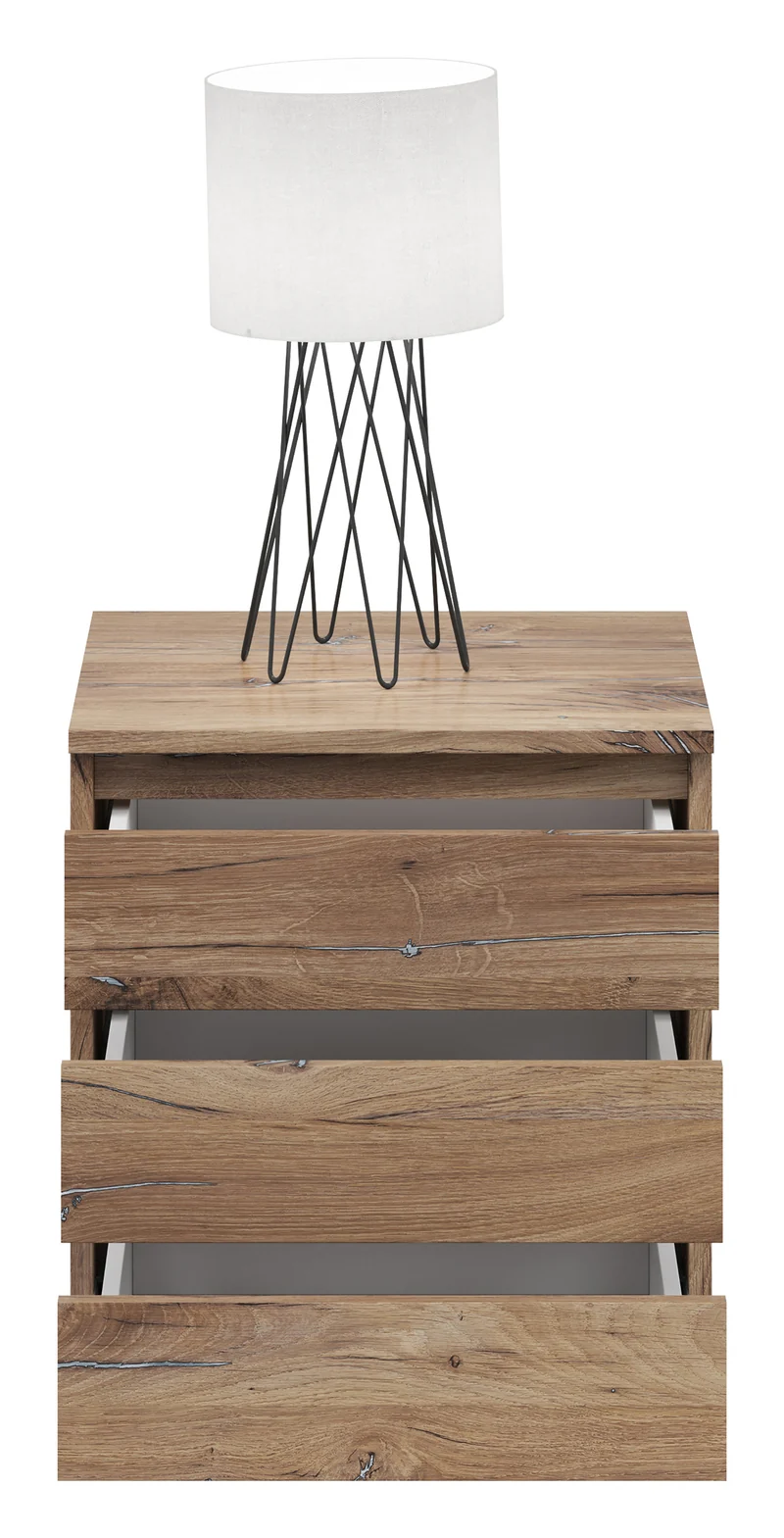 Saturn Bedside Cabinet – Dark Flagstaff Oak | 3 Drawers | 45×52×42 cm | 3 Colour Options | Saturn Collection