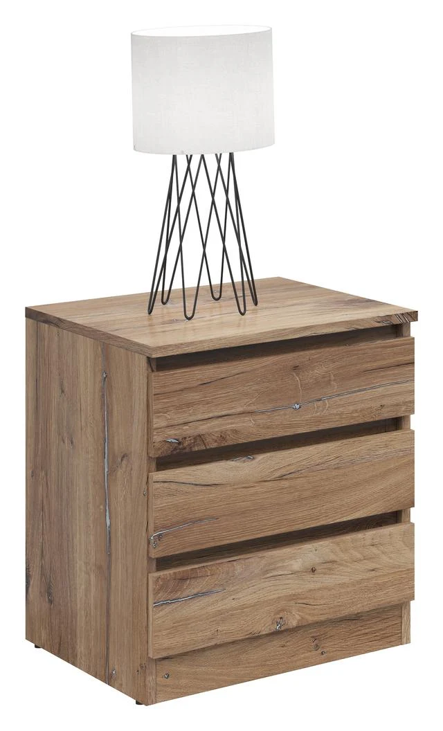 Saturn Bedside Cabinet – Dark Flagstaff Oak | 3 Drawers | 45×52×42 cm | 3 Colour Options | Saturn Collection