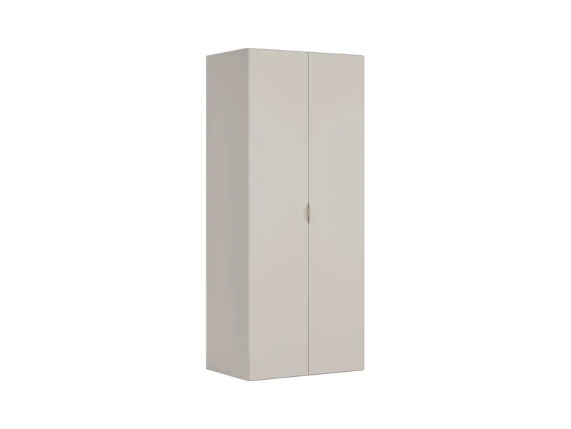 Flex Double Door Wardrobe 100 cm – Cashmere & Gold Edge Handles | 2 Hanging Rails | 3 Full-Extension Drawers | Shelves | Grey Canvas Interior | 100×240×66 cm