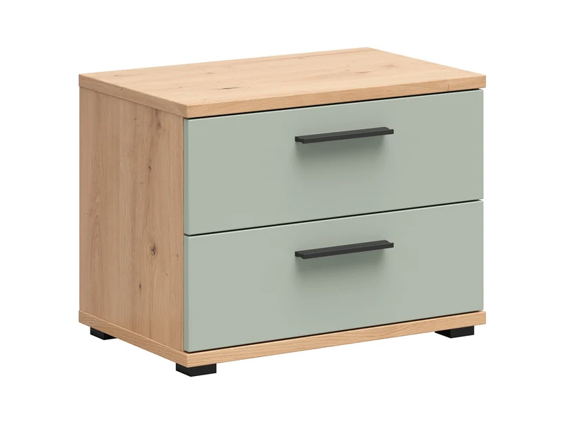 Sindara Bedside Table 60 cm | 2 Drawers | Artisan Oak & Sage