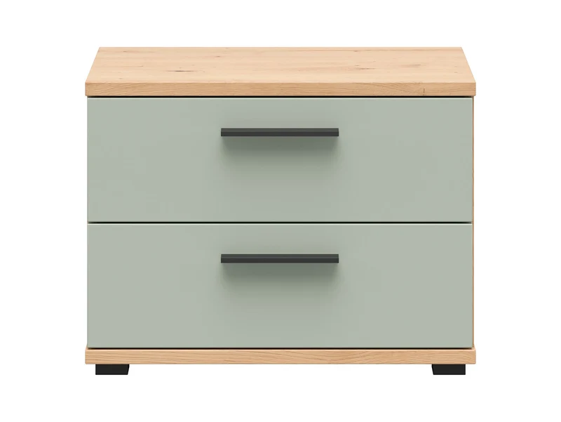 Sindara Bedside Table 60 cm | 2 Drawers | Artisan Oak & Sage