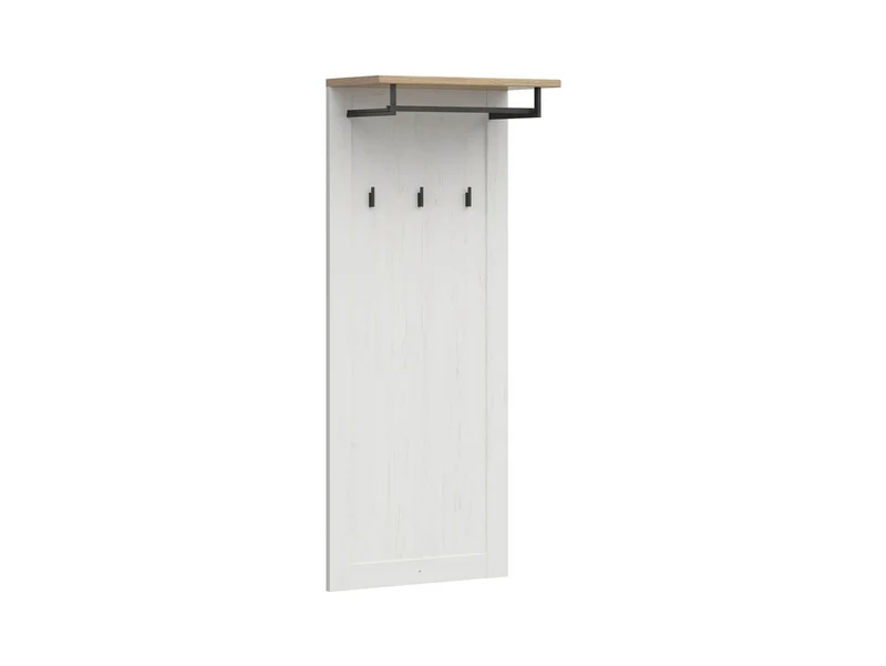 Loksa Wall Coat Rack with Shelf, Rail & 3 Hooks – Andersen Pine White | Scandi Hallway