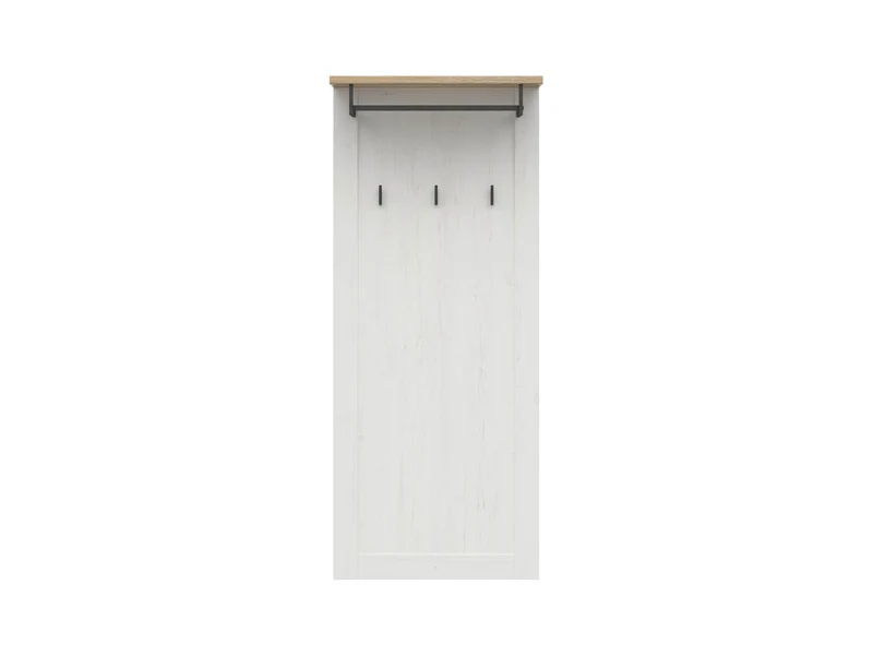 Loksa Wall Coat Rack with Shelf, Rail & 3 Hooks – Andersen Pine White | Scandi Hallway
