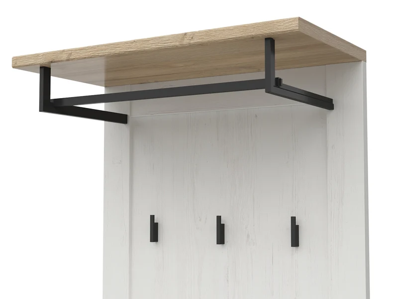 Loksa Wall Coat Rack with Shelf, Rail & 3 Hooks – Andersen Pine White | Scandi Hallway