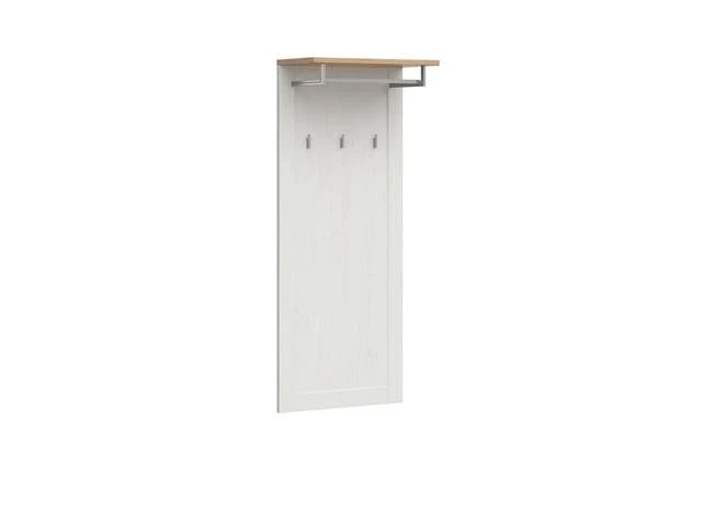 Loksa Wall Coat Rack with Shelf, Rail & 3 Hooks – Andersen Pine White | Scandi Hallway