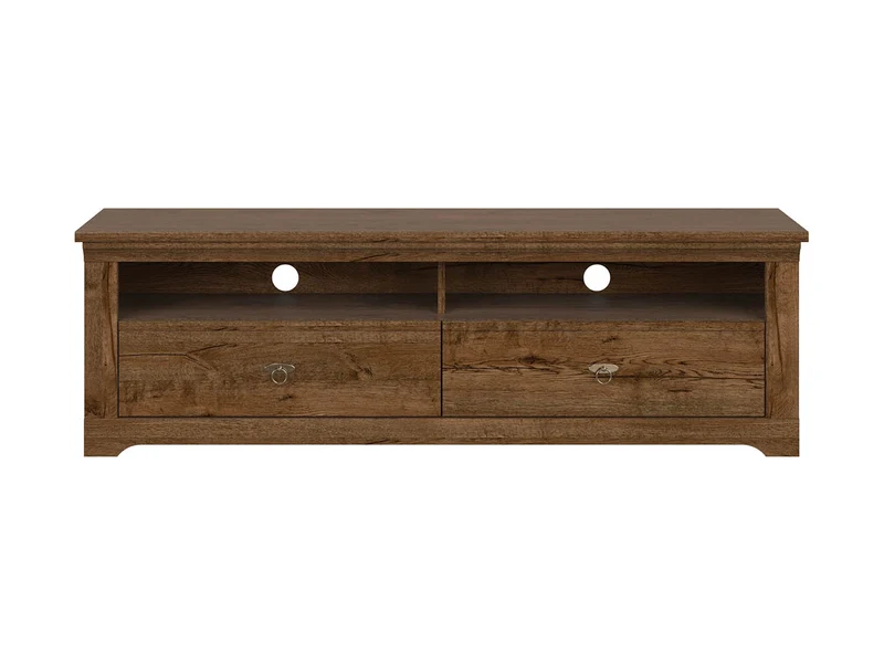 Patras TV Cabinet 153 cm – April Oak | 2 Drawers, Open Shelves & Cable Management