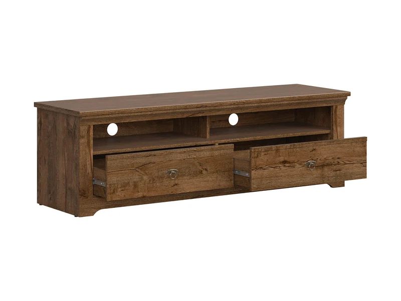 Patras TV Cabinet 153 cm – April Oak | 2 Drawers, Open Shelves & Cable Management