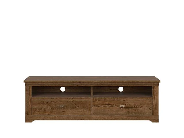 Patras TV Cabinet 153 cm – April Oak | 2 Drawers, Open Shelves & Cable Management