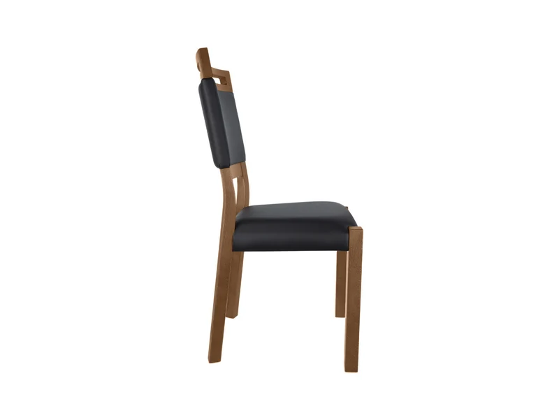 Gent 3 Dining Chair – Stirling Oak / Black Eco-Leather | Upholstered Seat & Back