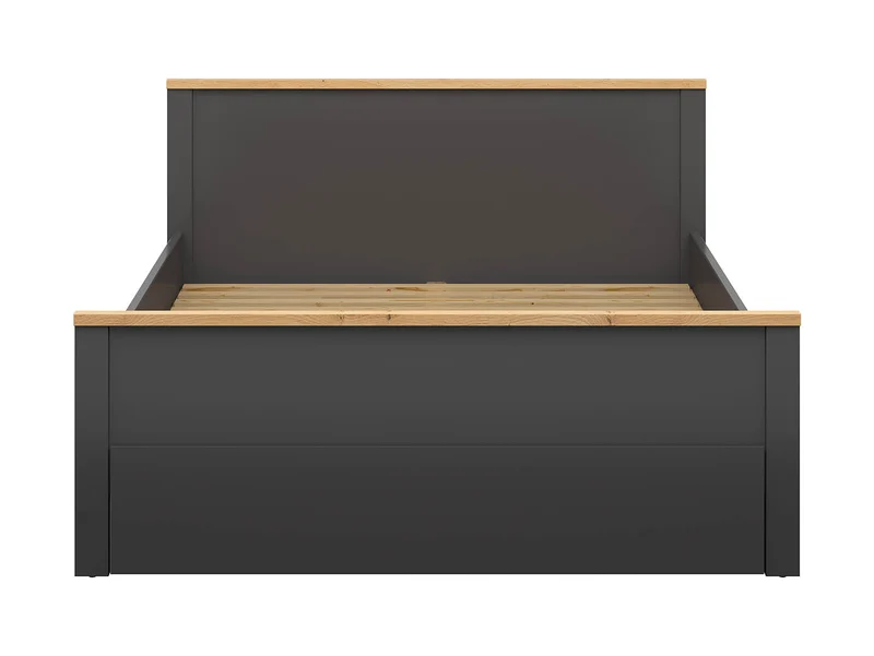 Hesen Bed Frame 160x200 cm with Drawer – Graphite & Artisan Oak | Mattress Not Included