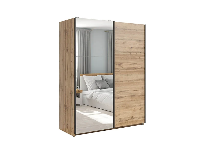 Tetrix Sliding Door Wardrobe 153 cm – Wotan Oak with Mirror