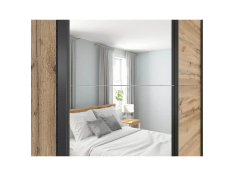 Tetrix Sliding Door Wardrobe 153 cm – Wotan Oak with Mirror