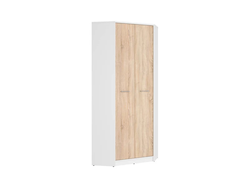 Nepo Plus Corner Wardrobe – White & Sonoma Oak | Rail, Shelf & Corner Storage