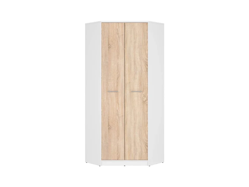 Nepo Plus Corner Wardrobe – White & Sonoma Oak | Rail, Shelf & Corner Storage