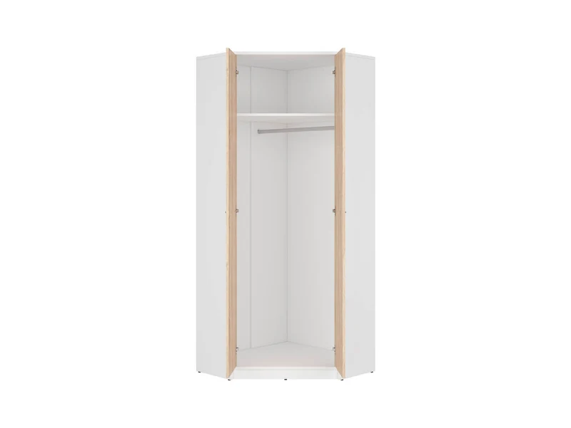 Nepo Plus Corner Wardrobe – White & Sonoma Oak | Rail, Shelf & Corner Storage