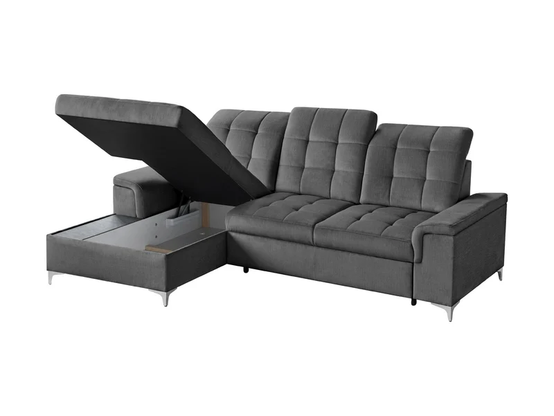 Ariado Left-Hand Corner Sofa Bed with Storage – Velour, 140x200 cm Sleeping Surface